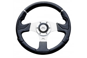 Τιμονι Kobra Evo 320mm ΜΑΥΡΟ/ΑΣΗΜΙ Κεντρο Luisi