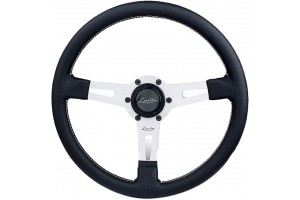 Τιμονι Sharav 315 Μαυρο 315mm Δερματινο Τριακτινο Με Ασημι Λαμα