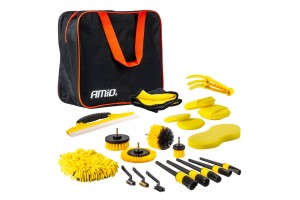 Βουρτσες Καθαρισμου Και Γυαλισματος Σετ 21ΤΕΜ Για Δραπανο Σε Τσαντα Κιτρινο Χρωμα Amio - 21 Τεμ.