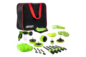 Βουρτσες Καθαρισμου Και Γυαλισματος Σετ 21ΤΕΜ Για Δραπανο Σε Τσαντα Πρασινο Χρωμα Amio - 21 Τεμ.