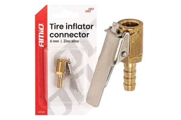 Amio - Προσαρμογέας Ακροφυσίου (Ρακόρ) Φουσκώματος Ελαστικών Για Σωλήνα Διαμέτρου 6mm Κατασκευασμένος Από Κράμα Ψευδαργύρου - 1 τεμ. (04493/AM) Amio - Προσαρμογέας Ακροφυσίου (Ρακόρ) Φουσκώματος Ελαστικών Για Σωλήνα Διαμέτρου 6mm Κατασκευασμένος Από Κράμα Ψευδαργύρου - 1 τεμ. (04493/AM)