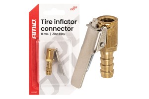 Amio - Προσαρμογέας Ακροφυσίου (Ρακόρ) Φουσκώματος Ελαστικών Για Σωλήνα Διαμέτρου 8mm Κατασκευασμένος Από Κράμα Ψευδαργύρου - 1 τεμ. (04494/AM)