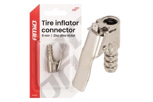 Amio - Προσαρμογέας Ακροφυσίου (Ρακόρ) Φουσκώματος Ελαστικών Για Σωλήνα Διαμέτρου 8mm Κατασκευασμένος Από Κράμα Ψευδαργύρου Με Επικάλυψη Νικελίου - 1 τεμ. (04496/AM)