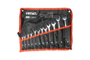 Εργαλειοθηκη Με Τσεπες Με Κλειδια Γερμανοπολυγωνα ΧΡΩΜΙΟ-ΒΑΝΑΔΙΟ (CRV) 6>22mm Αμιο - 12 ΤΕΜ.