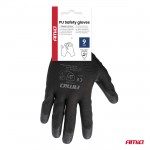 Amio - Γάντια Εργασίας Ελαστικά Με Επικάλυψη Πολυουρεθάνης Χρώμα Μαύρο Μέγεθος No.9 - 2 ζευγ. (04632/AM)