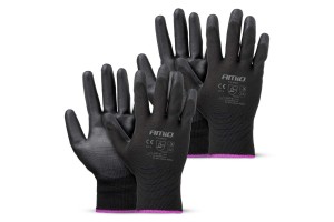 Amio - Γάντια Εργασίας Ελαστικά Με Επικάλυψη Πολυουρεθάνης Χρώμα Μαύρο Μέγεθος No.11 - 2 ζευγ. (04634/AM)