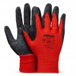 Amio - Γάντια Εργασίας Με Επικάλυψη Λάτεξ Χρώμα μαύρο/κόκκινο Μέγεθος No.8 - 2 ζευγ. (04635/AM)