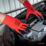 Amio - Γάντια Εργασίας Με Επικάλυψη Λάτεξ Χρώμα μαύρο/κόκκινο Μέγεθος No.9 - 2 ζευγ. (04636/AM)