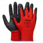 Amio - Γάντια Εργασίας Με Επικάλυψη Λάτεξ Χρώμα μαύρο/κόκκινο Μέγεθος No.9 - 2 ζευγ. (04636/AM)