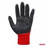 Amio - Γάντια Εργασίας Με Επικάλυψη Λάτεξ Χρώμα μαύρο/κόκκινο Μέγεθος No.9 - 2 ζευγ. (04636/AM)