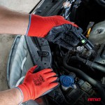 Amio - Γάντια Εργασίας Με Επικάλυψη Λάτεξ Χρώμα μαύρο/κόκκινο Μέγεθος No.10 - 2 ζευγ. (04637/AM)