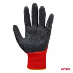 Amio - Γάντια Εργασίας Με Επικάλυψη Λάτεξ Χρώμα μαύρο/κόκκινο Μέγεθος No.10 - 2 ζευγ. (04637/AM)