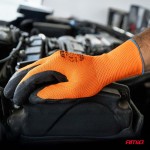 Amio - Γάντια Εργασίας Με Επικάλυψη Αφρού Λάτεξ Χρώμα πορτοκαλί/μαύρο Μέγεθος No.8 - 2 ζευγ. (04639/AM)