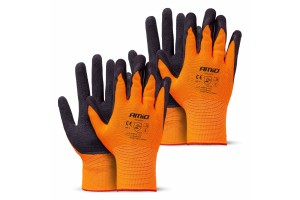 Amio - Γάντια Εργασίας Με Επικάλυψη Αφρού Λάτεξ Χρώμα πορτοκαλί/μαύρο Μέγεθος No.8 - 2 ζευγ. (04639/AM)