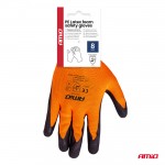 Amio - Γάντια Εργασίας Με Επικάλυψη Αφρού Λάτεξ Χρώμα πορτοκαλί/μαύρο Μέγεθος No.8 - 2 ζευγ. (04639/AM)