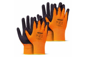 Amio - Γάντια Εργασίας Με Επικάλυψη Αφρού Λάτεξ Χρώμα πορτοκαλί/μαύρο Μέγεθος No.10 - 2 ζευγ. (04641/AM)