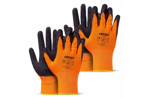 Amio - Γάντια Εργασίας Με Επικάλυψη Αφρού Λάτεξ Χρώμα πορτοκαλί/μαύρο Μέγεθος No.10 - 2 ζευγ. (04641/AM)