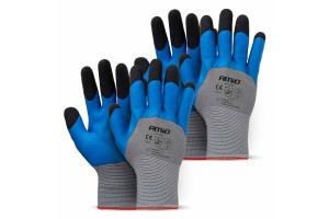 Amio - Γάντια Εργασίας Με Επικάλυψη Αφρού Λάτεξ Χρώμα γκρι/γαλάζιο/μαύρο Μέγεθος No.8 - 2 ζευγ. (04643/AM)