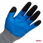 Amio - Γάντια Εργασίας Με Επικάλυψη Αφρού Λάτεξ Χρώμα γκρι/γαλάζιο/μαύρο Μέγεθος No.8 - 2 ζευγ. (04643/AM)