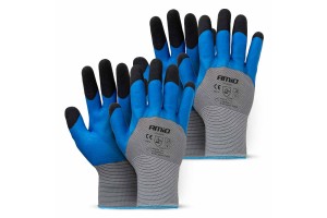 Amio - Γάντια Εργασίας Με Επικάλυψη Αφρού Λάτεξ Χρώμα γκρι/γαλάζιο/μαύρο Μέγεθος No.9 - 2 ζευγ. (04644/AM)