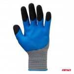 Amio - Γάντια Εργασίας Με Επικάλυψη Αφρού Λάτεξ Χρώμα γκρι/γαλάζιο/μαύρο Μέγεθος No.9 - 2 ζευγ. (04644/AM)