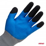 Amio - Γάντια Εργασίας Με Επικάλυψη Αφρού Λάτεξ Χρώμα γκρι/γαλάζιο/μαύρο Μέγεθος No.10 - 2 ζευγ. (04645/AM)