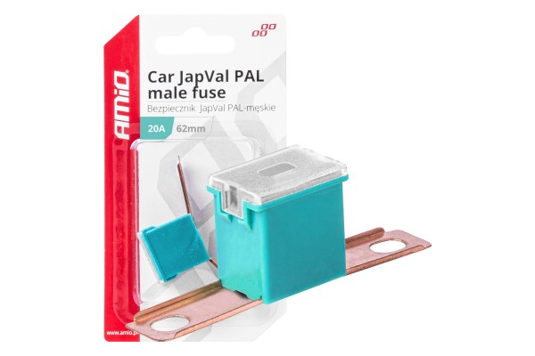 Ασφαλεια Japval Pal Αρσενικη 62mm 20A Σε Γαλαζιο Χρωμα Amio - 1 Τεμ.