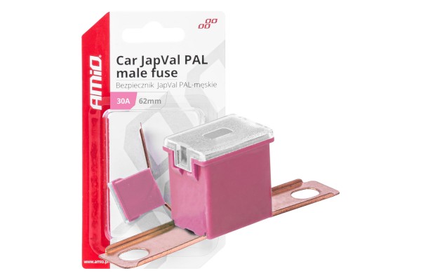 Ασφαλεια Japval Pal Αρσενικη 62mm 30A Σε Ροζ Χρωμα Amio - 1 Τεμ.