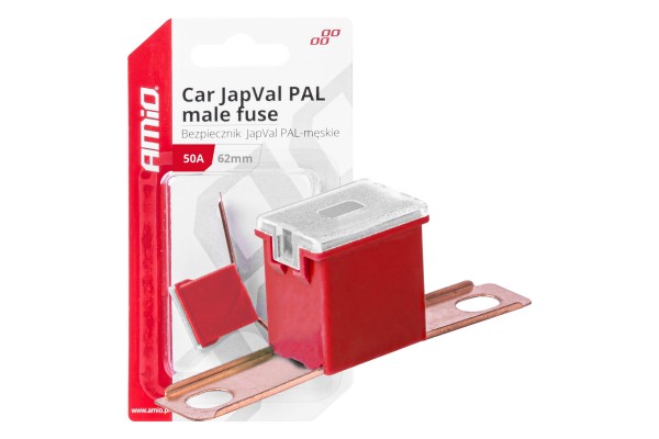 Ασφαλεια Japval Pal Αρσενικη 62mm 50A Σε Κοκκινο Χρωμα Amio - 1 Τεμ.