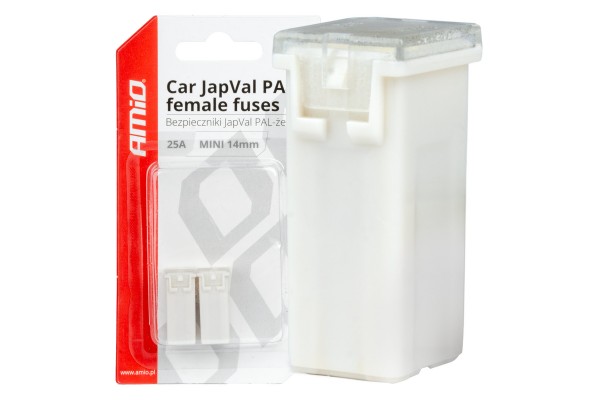 Ασφαλειες Japval Pal Μινι 14mm Θηλυκες 25A Σε Λευκο Χρωμα Amio - 2 Τεμ.