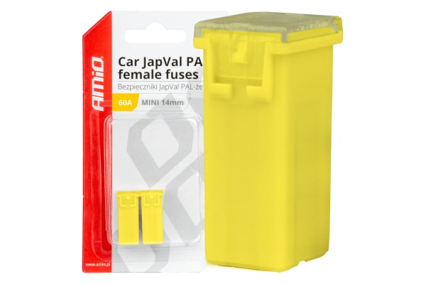 Ασφαλειες Japval Pal Μινι 14mm Θηλυκες 60A Σε Κιτρινο Χρωμα Amio - 2 Τεμ.