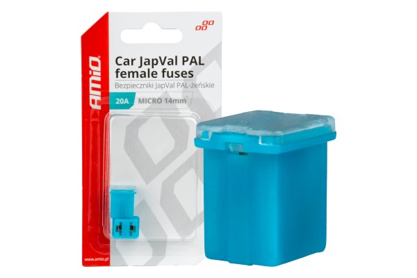 Ασφαλειες Japval Pal Μicro 14mm Θηλυκες 20A Σε Γαλαζιο Χρωμα Amio - 2 Τεμ.