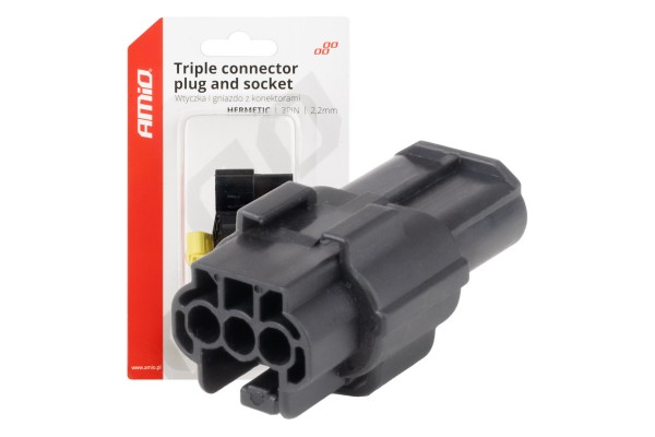 Φισα Συνδεσης Με Υποδοχη 3 Pin Φ2,2mm Αδιαβροχη Amio - 1 τεμ.