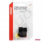 Φισα Συνδεσης Με Υποδοχη 3 Pin Φ2,2mm Αδιαβροχη Amio - 1 τεμ.