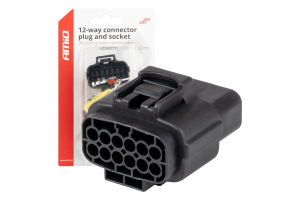 Φισα Συνδεσης Με Υποδοχη 12 Pin Φ2,2mm Αδιαβροχη Amio - 1 τεμ.