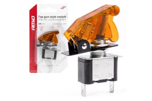 Διακοπτης Αεροπορικου Τυπου 2 Θεσεων Με Πορτοκαλι Καπακι & Φως Led 12-24V Αmio - 1 TEM.