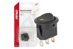 Διακοπτης 12V ON/OFF Στρογγυλος Με 3 Επαφες Κιτρινο Led Amio - 1 τεμ.
