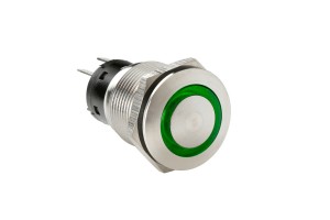 Διακοπτης Μπουτον (BUTTON) 12/24V 5Amax 5PIN IP65 ON/OFF Me Led Πρασινο Ανοξειδωτο Ατσαλι Lampa - 1 TEM.