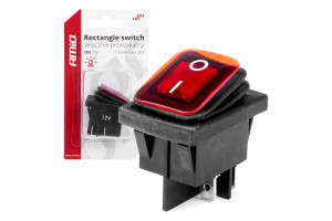 Διακοπτης ON/OFF 4 Επαφων 20A 12/24V Κοκκινος Φωτισμος Ορθογωνιος Αμιο - 1 ΤΕΜ.