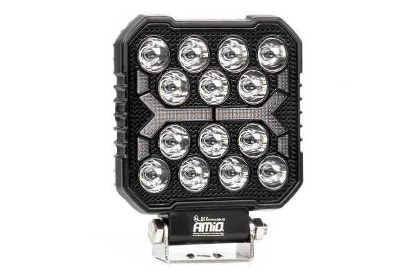 Amio - Led Λάμπα Εργασίας 42W 4200lm 6500K Με Προειδοποιητικό Φως (Λευκό + Κίτρινο) – 9–36V Spot Αλουμινένια - 1 τεμ. - (04418/AM)