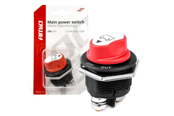 Διακοπτης POWER-OFF Μπαταριας 12>32V max200A preak1000A 3 Λειτουργιων Αμιο - 1 ΤΕΜ.