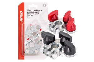 Amio - Πόλοι Μπαταρίας Αυτοκινήτου 800A Βαρέως Τύπου – Σετ (+/-), Επιψευδαργυρωμένες, Για 12/24V - 2 τεμ. (04391/AM)