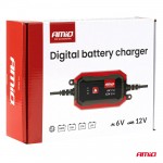 Amio - Φορτιστής Μπαταρίας Ψηφιακός Agm Gel LiFePo4 (LFP) Τάση Λειτουργίας 6/12V Ένταση Ρεύματος 1.5A Για Επιβατικά Αυτοκίνητα Και Μοτοσυκλέτες - 1 τεμ. (04526/AM)
