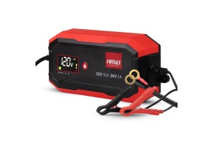 Amio - Φορτιστής Μπαταρίας Ψηφιακός Pro Agm Gel LiFePo4 (LFP) Τάση Λειτουργίας 12/24V Ένταση Ρεύματος 10A Για Επιβατικά Αυτοκίνητα Και Φορτηγά - 1 τεμ. (04228/AM)