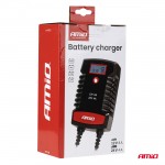 Amio - Φορτιστής Μπαταρίας Ψηφιακός Pro Agm Gel LiFePo4 (LFP) Τάση Λειτουργίας 12/24V Ένταση Ρεύματος 8A Με Γάντζο Για Επιβατικά Αυτοκίνητα Και Φορτηγά - 1 τεμ. (04533/AM)