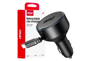 Φορτιστης Αναπτηρα 12/24V Με 1 Θυρα USB-C 60W 5V/3A Ταχειας Φορτισης Με Ενσωματομενο Καλωδιο USB-C Αμιο - 1 ΤΕΜ.