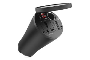 Inverter Ποτηροθηκης 12>230V max150W-peak300W Με 2 Usb 4800mA Και Ανταπτορα Αναπτηρα 12V