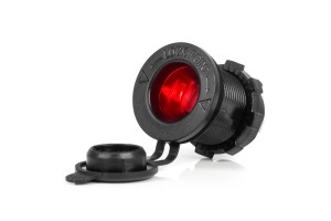 Πριζα Με Υποδοχη Για Φις Αναπτηρα Και Καπακι 12/24V Με Κοκκινο Led Φως Μαυρη Αδιαβροχη Αμιο - 1 τεμ.