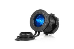 Πριζα Με Υποδοχη Για Φις Αναπτηρα Και Καπακι 12/24V Με Μπλε Led Φως Μαυρη Αδιαβροχη Αμιο - 1 τεμ.