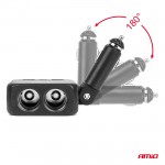 Ανταπτορας Αναπτηρα 12/24V 100W ΜΑΥΡΟΣ/2 ΘΕΣΕΙΣ/1xUSB-A+1xUSB-C/ΠΕΡΙΣΤΡΟΦΗ 180 Μοιρων Αμιο - 1 ΤΕΜ.